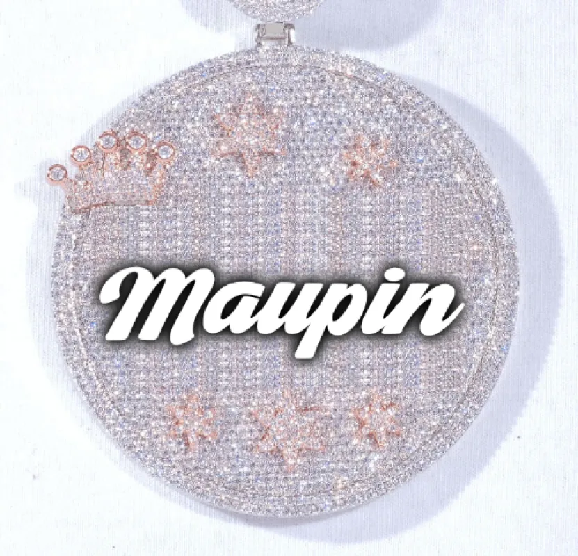 CUSTOM LETTER NECKLACE 3D BIG CROWN DISC sold by The GUU Shop