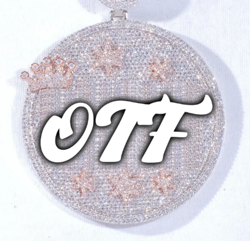 CUSTOM LETTER NECKLACE 3D BIG CROWN DISC sold by The GUU Shop