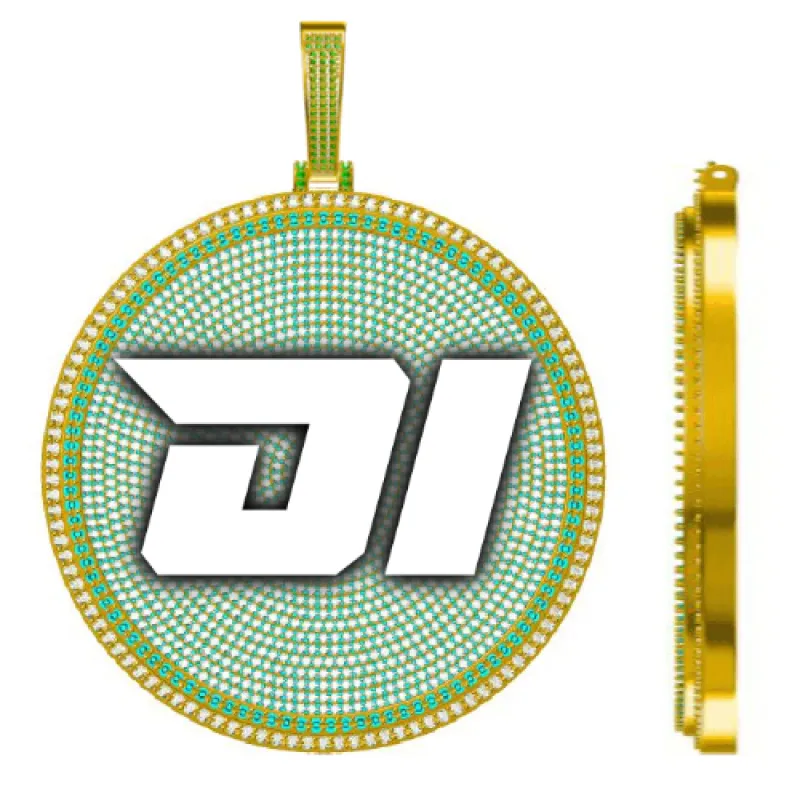 CUSTOM LETTER NECKLACE 3D BIG DISC sold by The GUU Shop