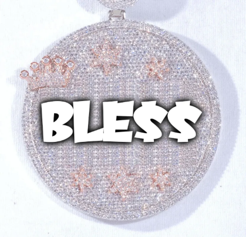 CUSTOM LETTER NECKLACE 3D BIG CROWN DISC sold by The GUU Shop