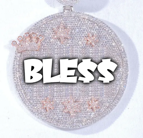 CUSTOM LETTER NECKLACE 3D BIG CROWN DISC sold by The GUU Shop