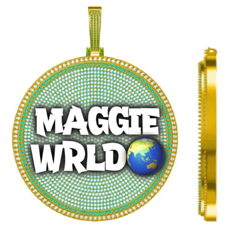 CUSTOM LETTER NECKLACE 3D BIG DISC sold by The GUU Shop