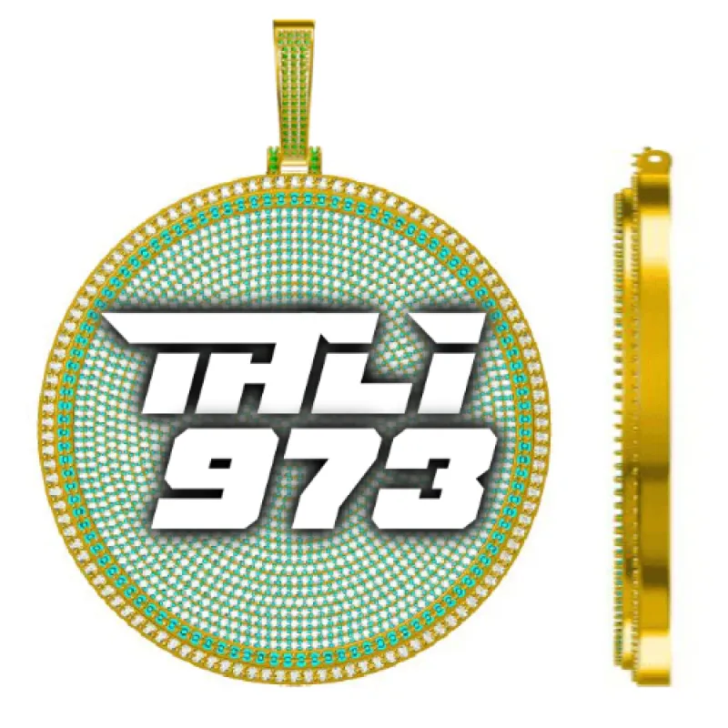 CUSTOM LETTER NECKLACE 3D BIG DISC sold by The GUU Shop