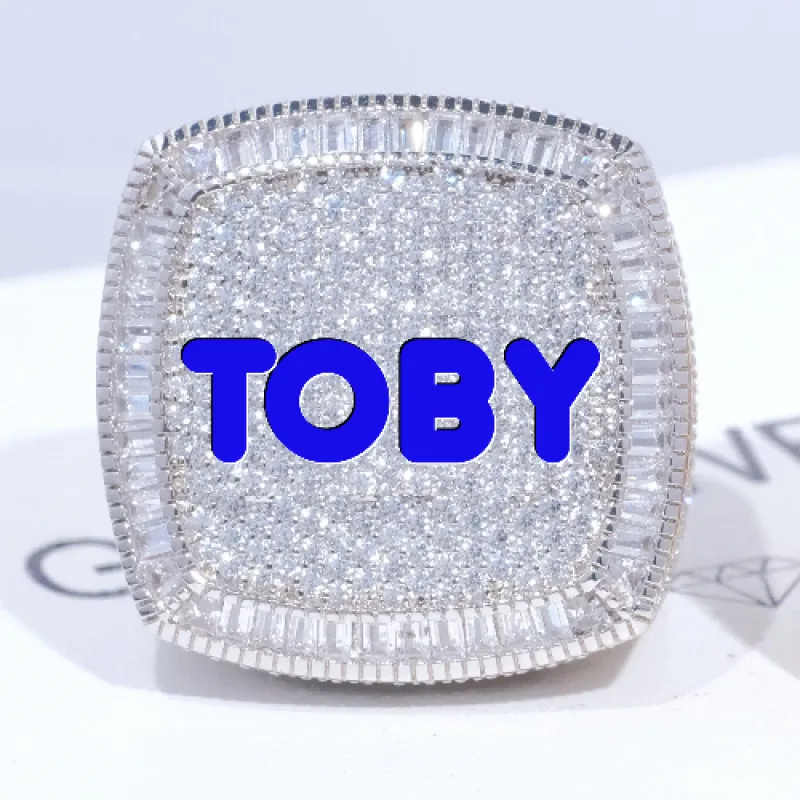 CUSTOM LETTER 3D ICED RING sold by The GUU Shop