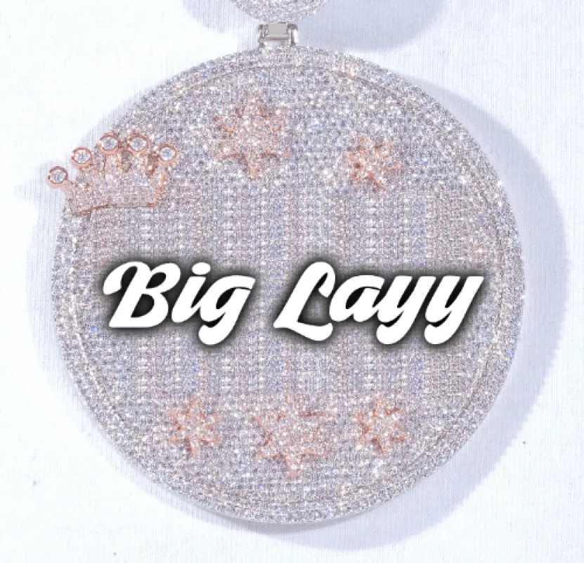 CUSTOM LETTER NECKLACE 3D BIG CROWN DISC sold by The GUU Shop