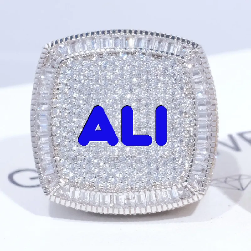 CUSTOM LETTER 3D ICED RING sold by The GUU Shop