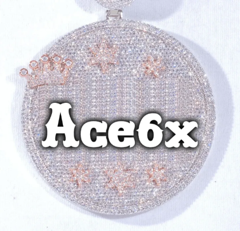 CUSTOM LETTER NECKLACE 3D BIG CROWN DISC sold by The GUU Shop