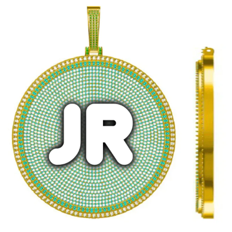 CUSTOM LETTER NECKLACE 3D BIG DISC sold by The GUU Shop