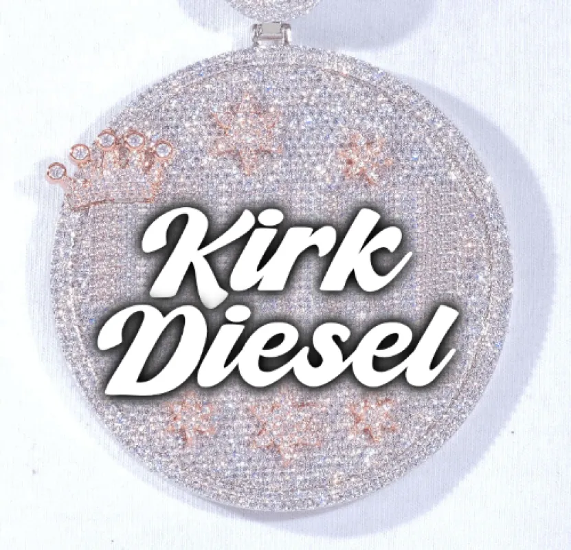 CUSTOM LETTER NECKLACE 3D BIG CROWN DISC sold by The GUU Shop