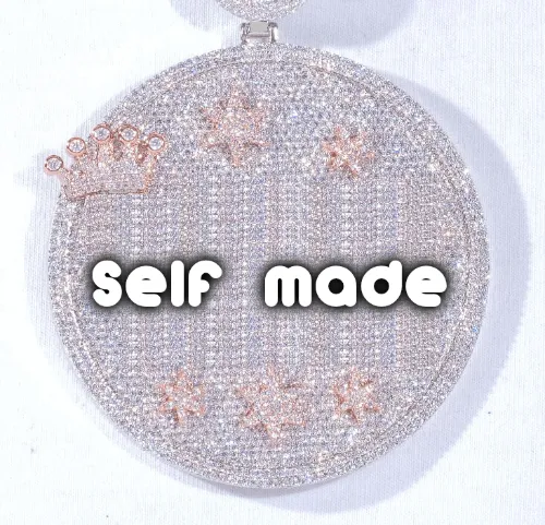 CUSTOM LETTER NECKLACE 3D BIG CROWN DISC sold by The GUU Shop