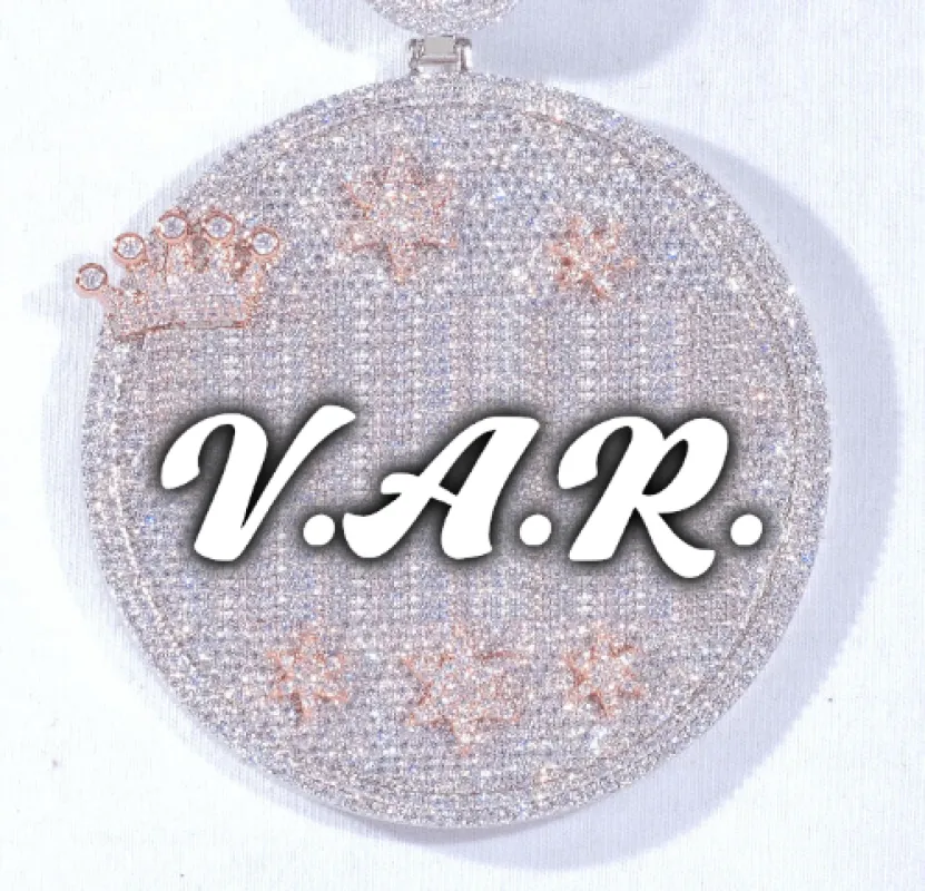 CUSTOM LETTER NECKLACE 3D BIG CROWN DISC sold by The GUU Shop