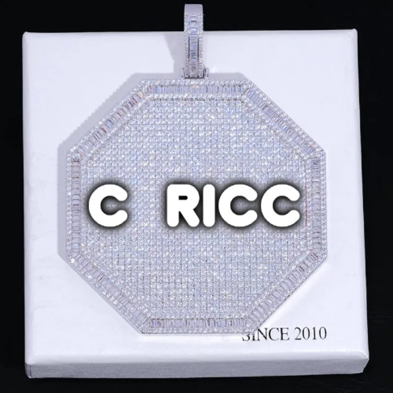 CUSTOM LETTER NECKLACE 3D BIG OCTAGON sold by The GUU Shop