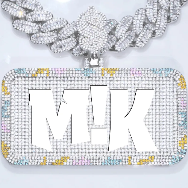 CUSTOM LETTER NECKLACE 3D COLORFUL SQUARE sold by The GUU Shop