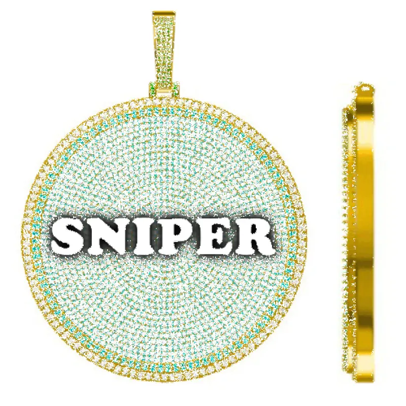 CUSTOM LETTER NECKLACE 3D BIG DISC sold by The GUU Shop