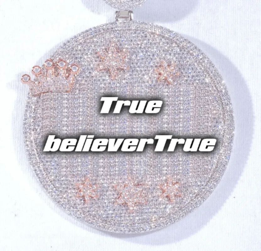 CUSTOM LETTER NECKLACE 3D BIG CROWN DISC made by The GUU Shop