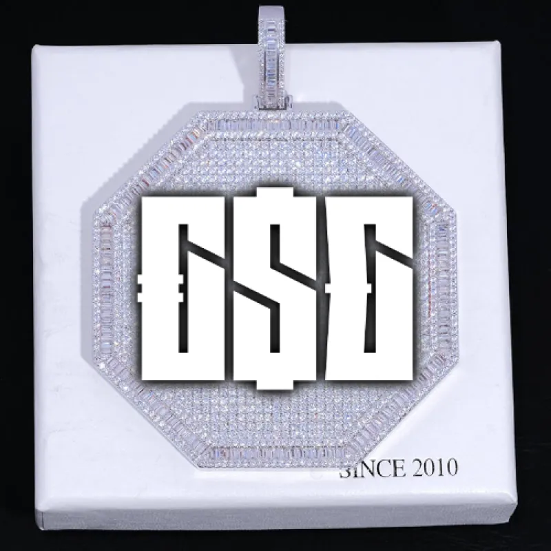 CUSTOM LETTER NECKLACE 3D BIG OCTAGON sold by The GUU Shop