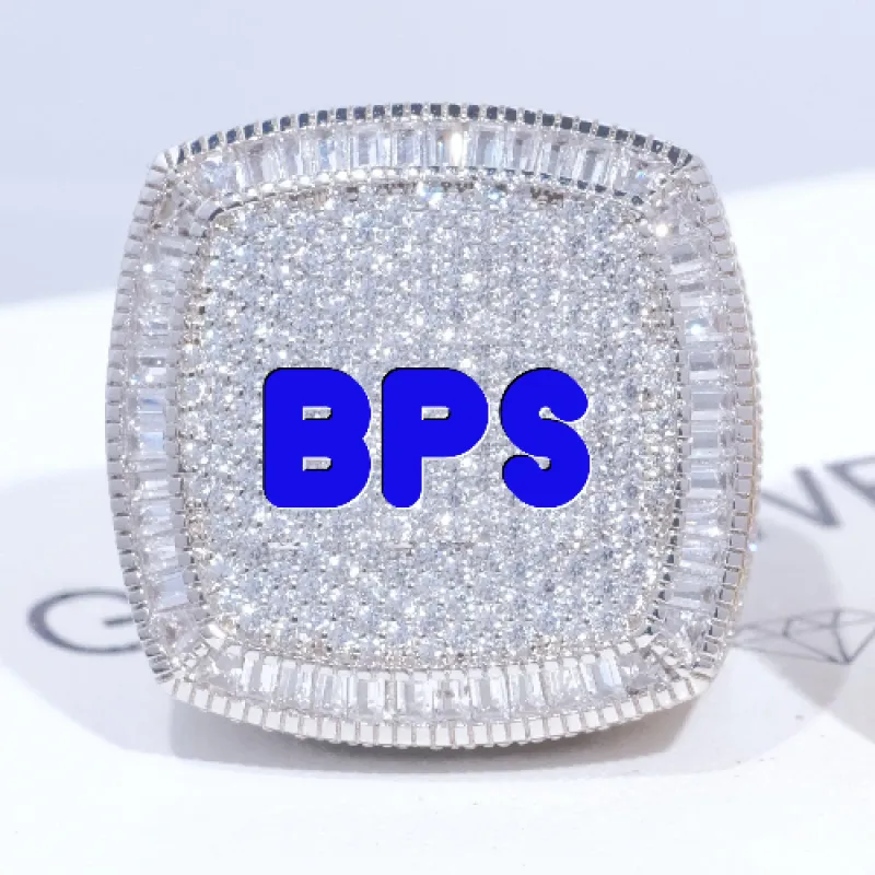 CUSTOM LETTER 3D ICED RING sold by The GUU Shop