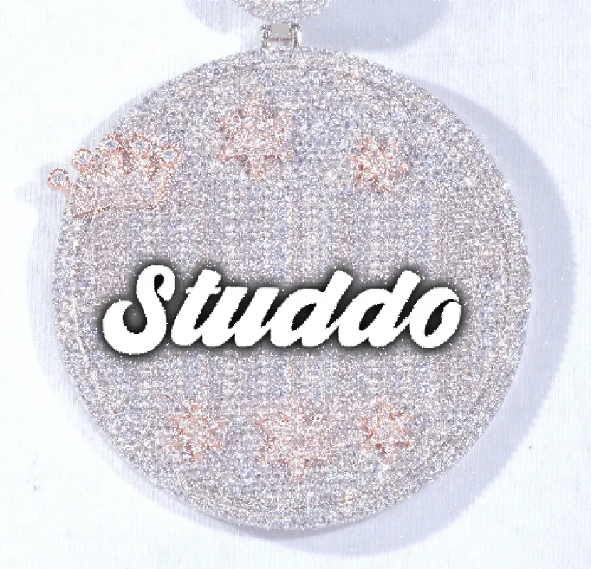 CUSTOM LETTER NECKLACE 3D BIG CROWN DISC sold by The GUU Shop