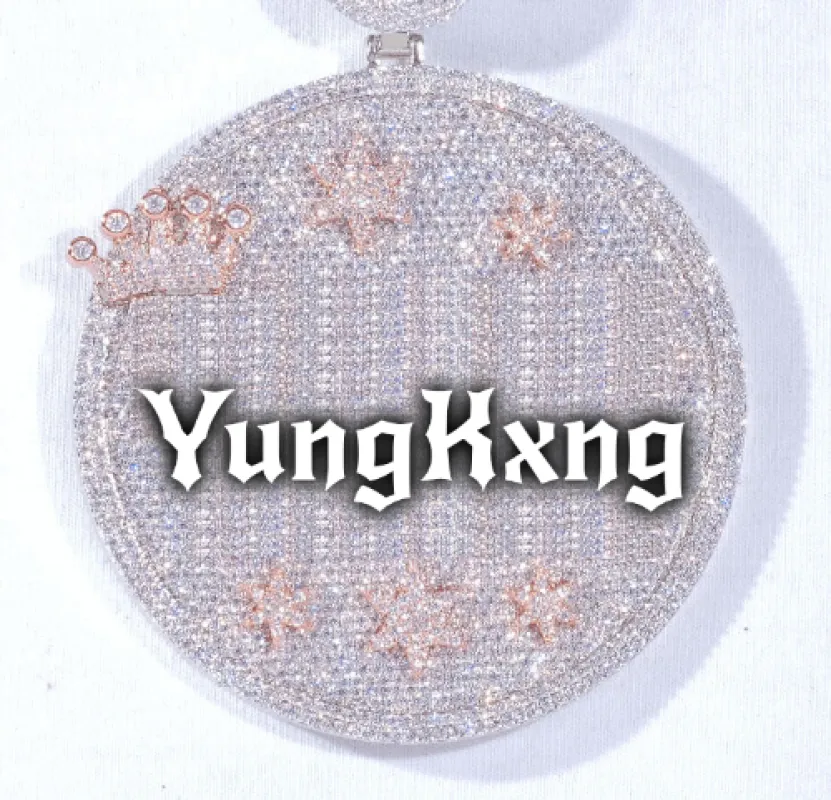 CUSTOM LETTER NECKLACE 3D BIG CROWN DISC sold by The GUU Shop