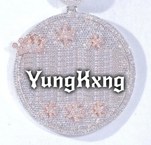 CUSTOM LETTER NECKLACE 3D BIG CROWN DISC sold by The GUU Shop