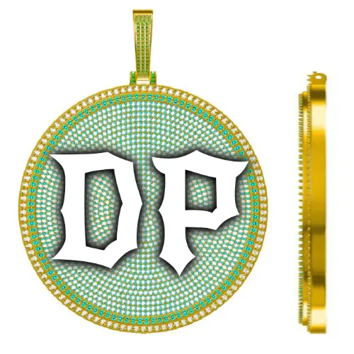 CUSTOM LETTER NECKLACE 3D BIG DISC sold by The GUU Shop