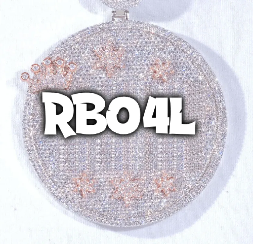 CUSTOM LETTER NECKLACE 3D BIG CROWN DISC sold by The GUU Shop