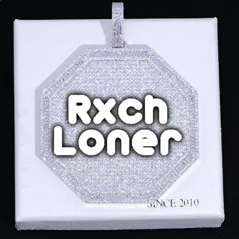 CUSTOM LETTER NECKLACE 3D BIG OCTAGON sold by The GUU Shop