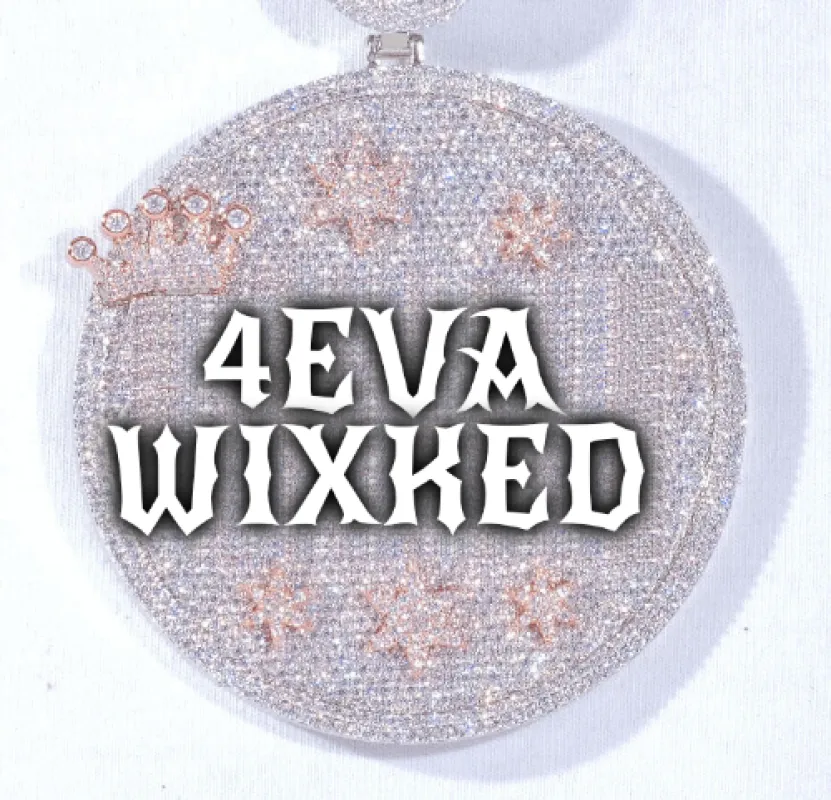 CUSTOM LETTER NECKLACE 3D BIG CROWN DISC sold by The GUU Shop