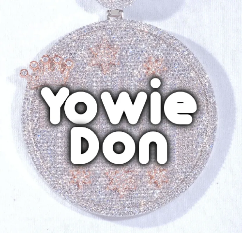 CUSTOM LETTER NECKLACE 3D BIG CROWN DISC sold by The GUU Shop