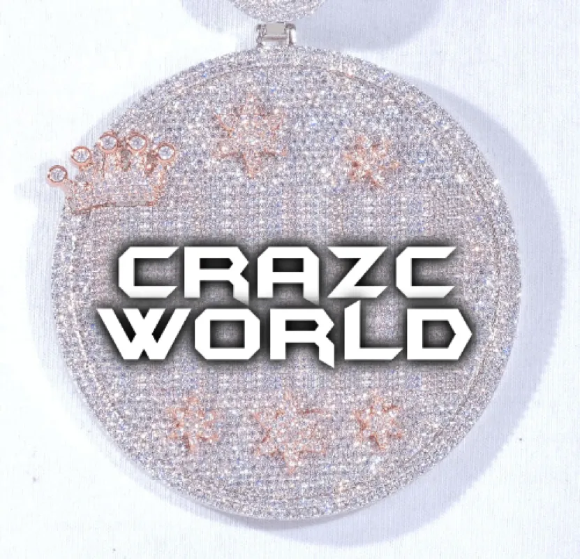 CUSTOM LETTER NECKLACE 3D BIG CROWN DISC sold by The GUU Shop