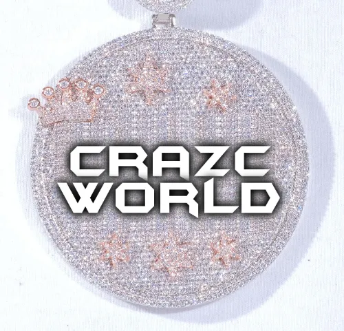 CUSTOM LETTER NECKLACE 3D BIG CROWN DISC sold by The GUU Shop