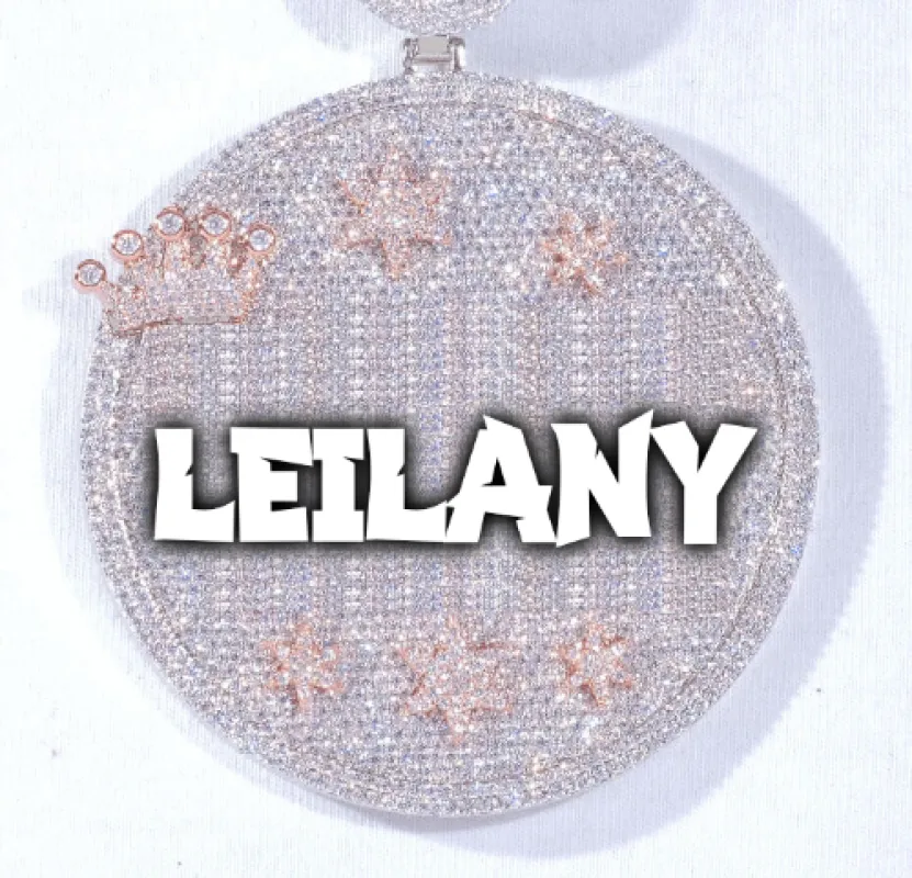 CUSTOM LETTER NECKLACE 3D BIG CROWN DISC sold by The GUU Shop