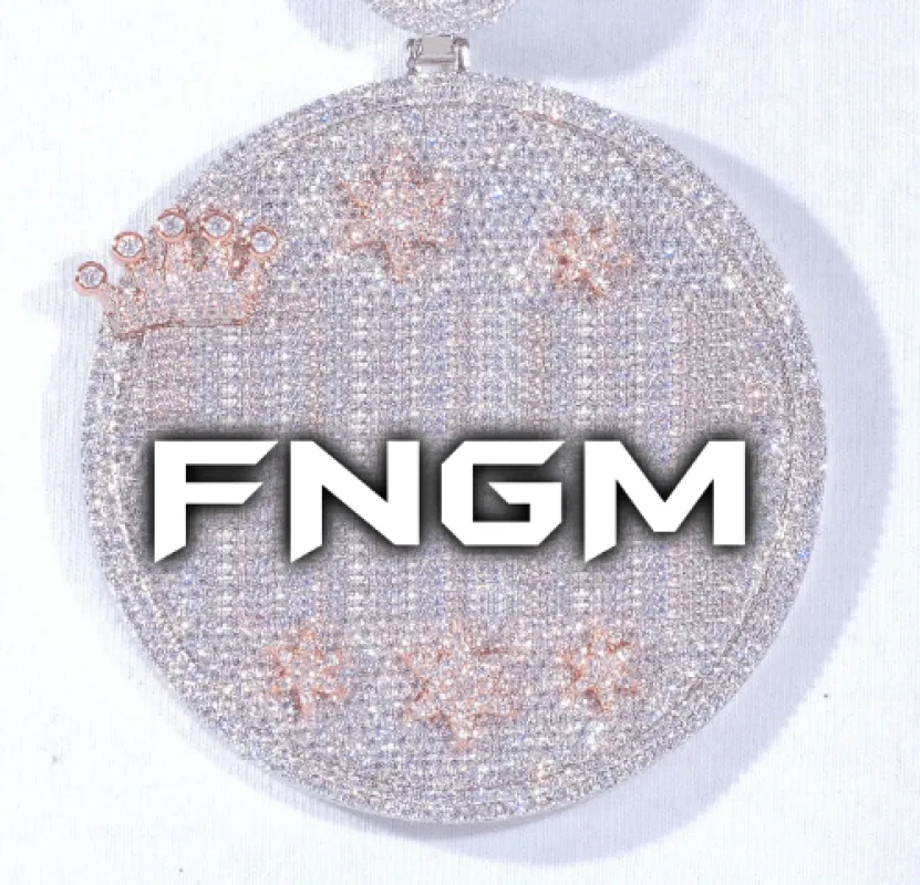 CUSTOM LETTER NECKLACE 3D BIG CROWN DISC sold by The GUU Shop