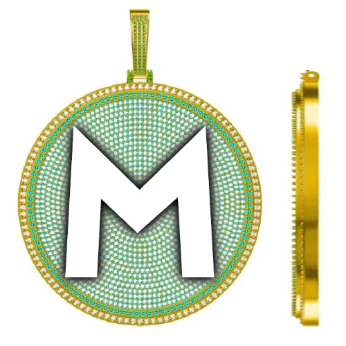 CUSTOM LETTER NECKLACE 3D BIG DISC sold by The GUU Shop