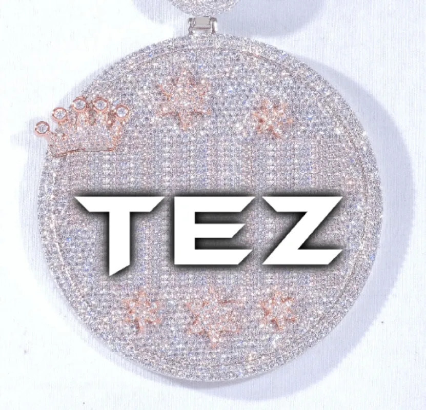 CUSTOM LETTER NECKLACE 3D BIG CROWN DISC made by The GUU Shop