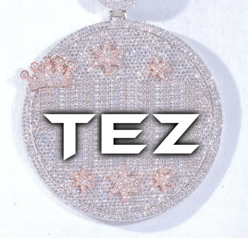 CUSTOM LETTER NECKLACE 3D BIG CROWN DISC sold by The GUU Shop