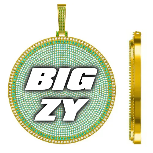 CUSTOM LETTER NECKLACE 3D BIG DISC sold by The GUU Shop