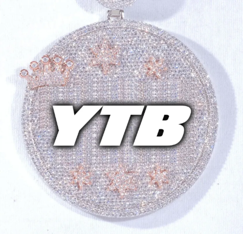 CUSTOM LETTER NECKLACE 3D BIG CROWN DISC sold by The GUU Shop