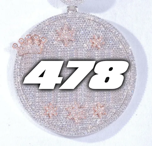 CUSTOM LETTER NECKLACE 3D BIG CROWN DISC sold by The GUU Shop