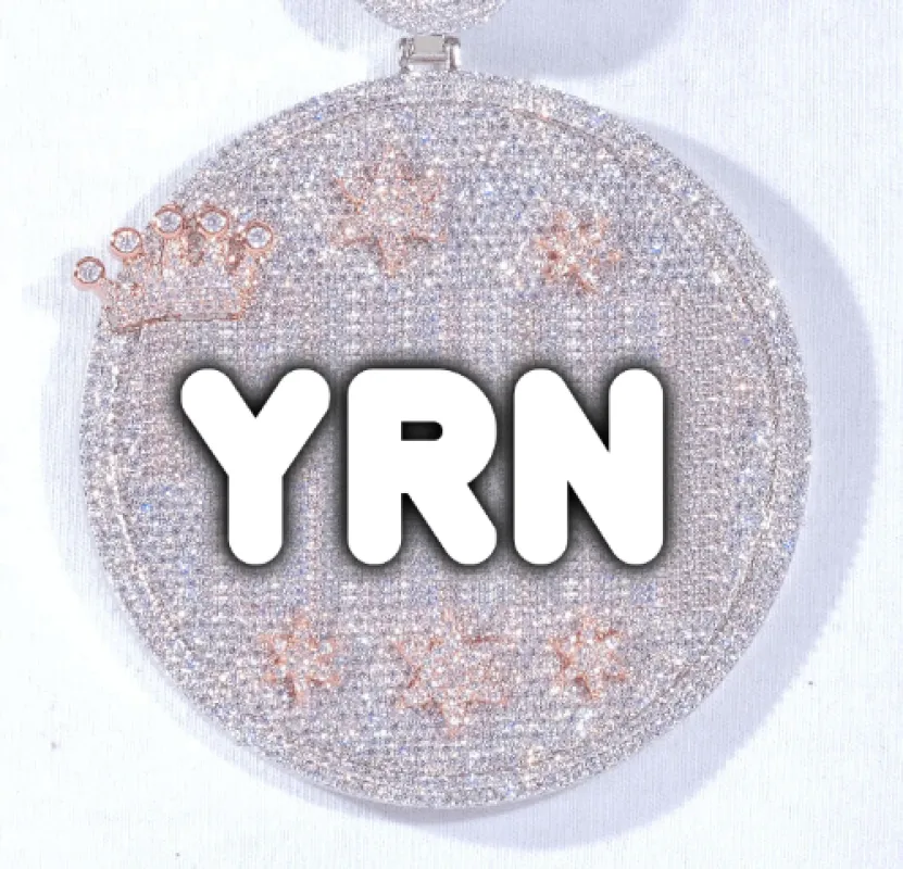 CUSTOM LETTER NECKLACE 3D BIG CROWN DISC sold by The GUU Shop