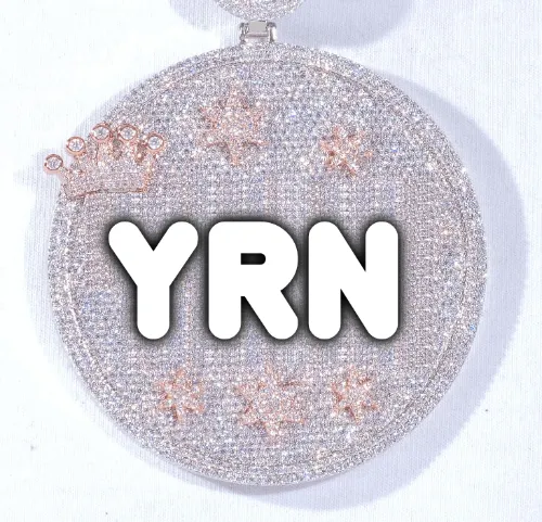 CUSTOM LETTER NECKLACE 3D BIG CROWN DISC sold by The GUU Shop