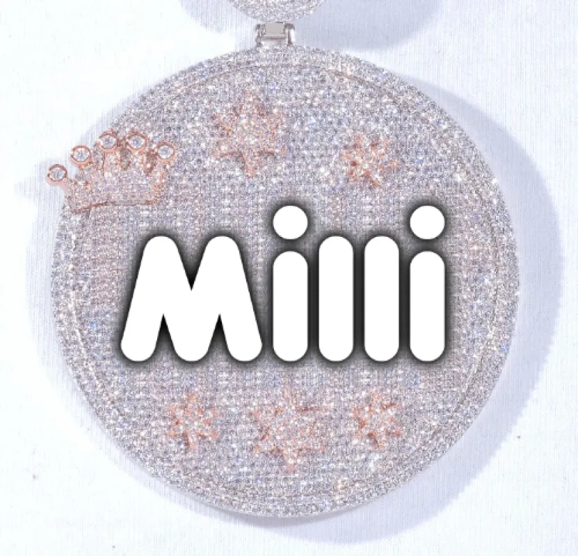 CUSTOM LETTER NECKLACE 3D BIG CROWN DISC sold by The GUU Shop