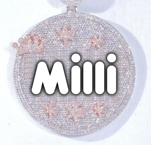 CUSTOM LETTER NECKLACE 3D BIG CROWN DISC sold by The GUU Shop