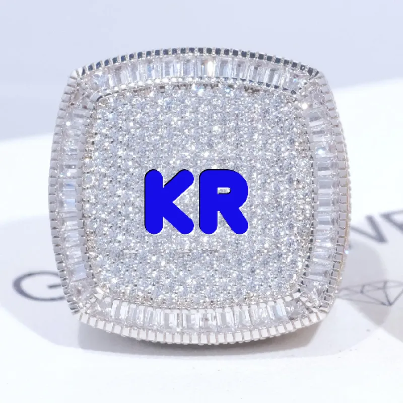 CUSTOM LETTER 3D ICED RING sold by The GUU Shop