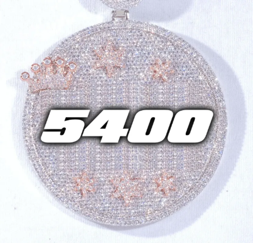 CUSTOM LETTER NECKLACE 3D BIG CROWN DISC sold by The GUU Shop