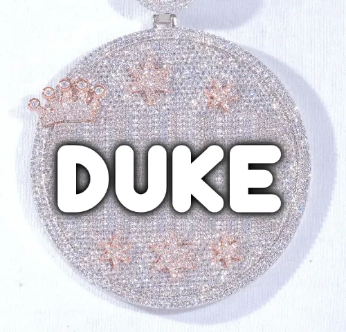 CUSTOM LETTER NECKLACE 3D BIG CROWN DISC sold by The GUU Shop