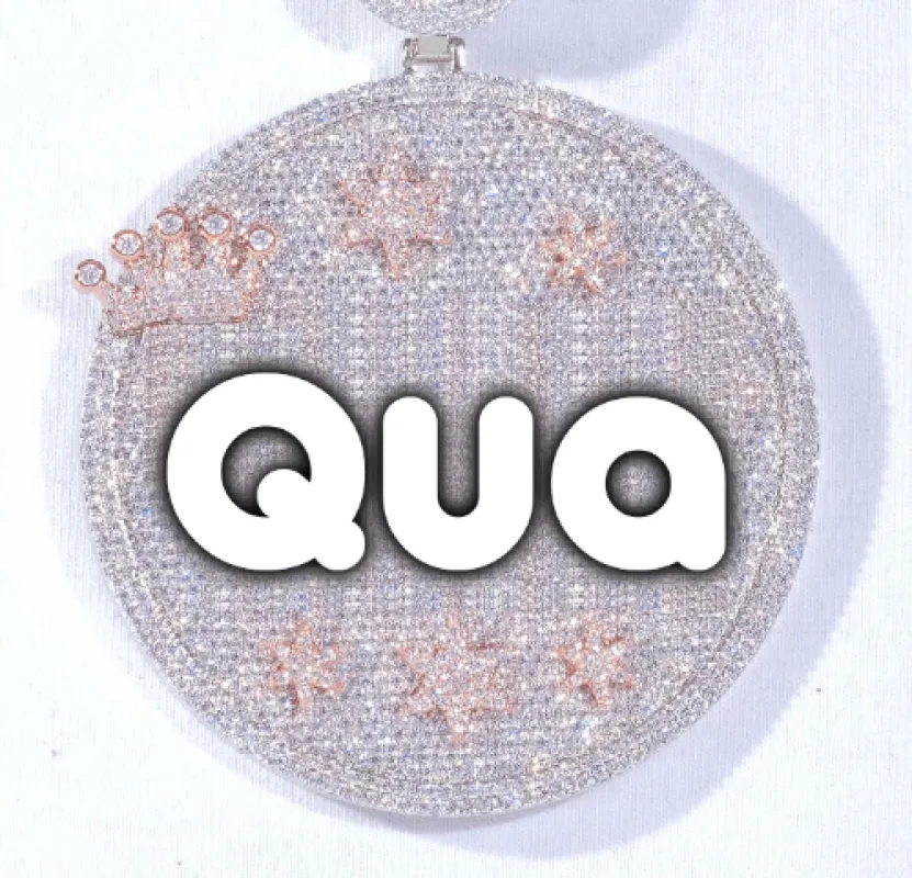 CUSTOM LETTER NECKLACE 3D BIG CROWN DISC sold by The GUU Shop