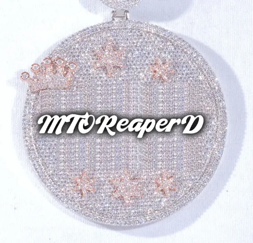 CUSTOM LETTER NECKLACE 3D BIG CROWN DISC sold by The GUU Shop