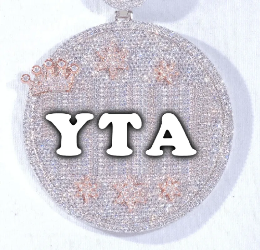 CUSTOM LETTER NECKLACE 3D BIG CROWN DISC sold by The GUU Shop