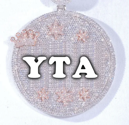 CUSTOM LETTER NECKLACE 3D BIG CROWN DISC sold by The GUU Shop